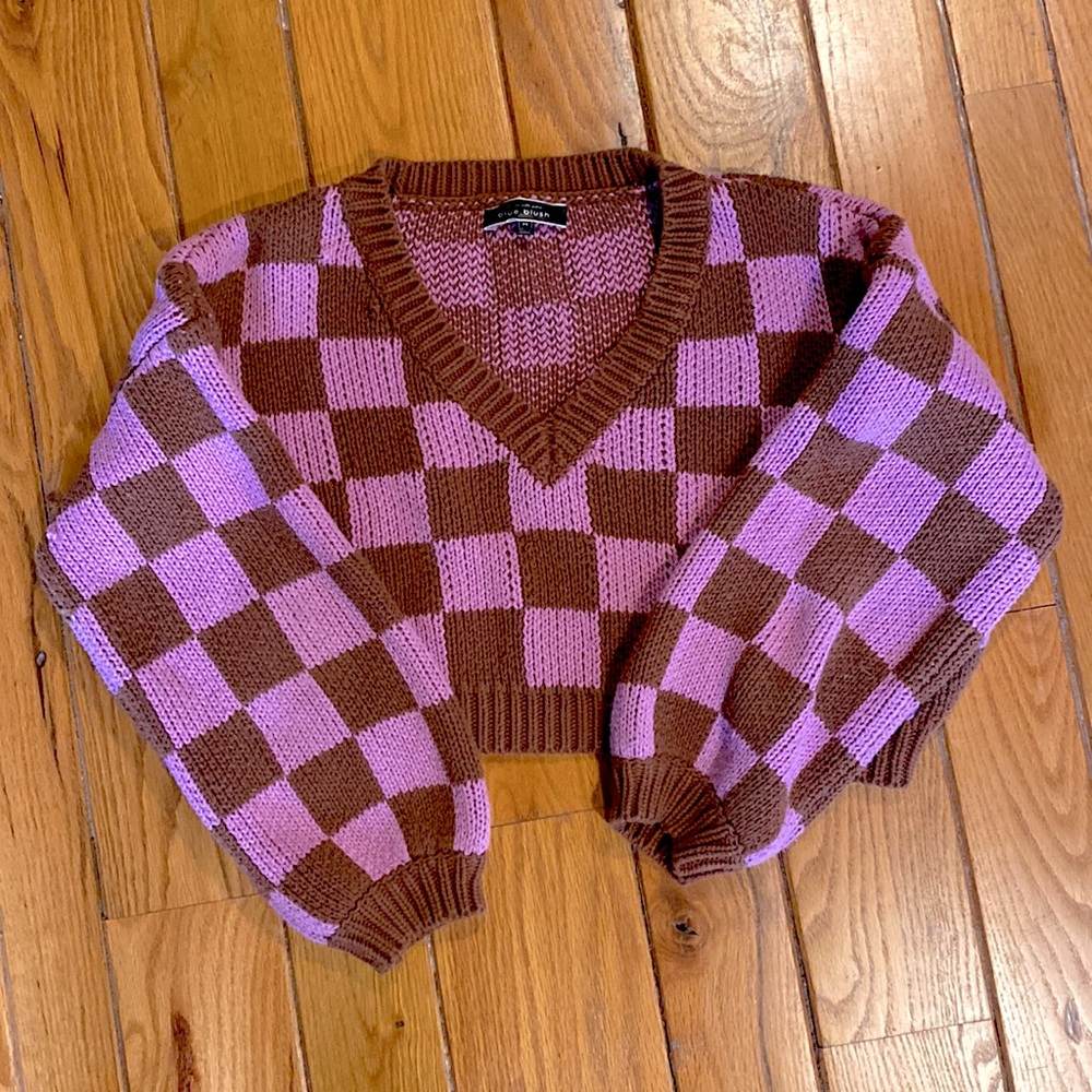 Cropped checker sweater